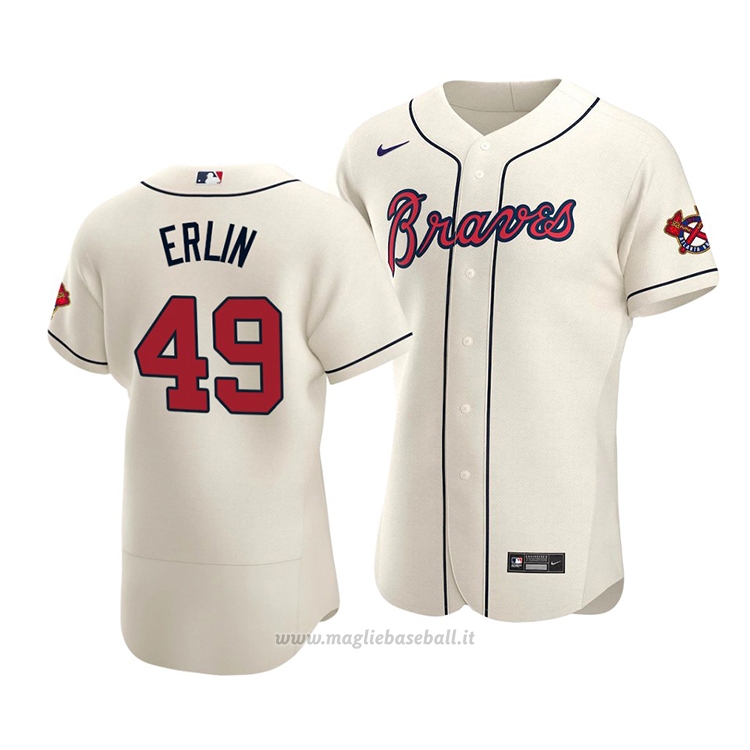 Maglia Baseball Uomo Atlanta Braves Robbie Erlin Autentico Alternato 2020 Crema